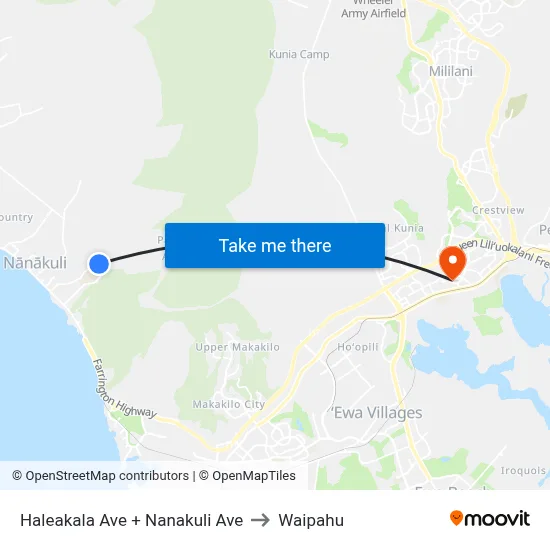 Haleakala Ave + Nanakuli Ave to Waipahu map