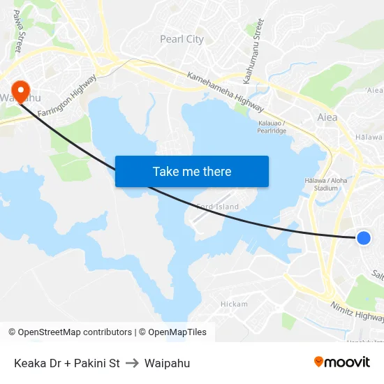 Keaka Dr + Pakini St to Waipahu map