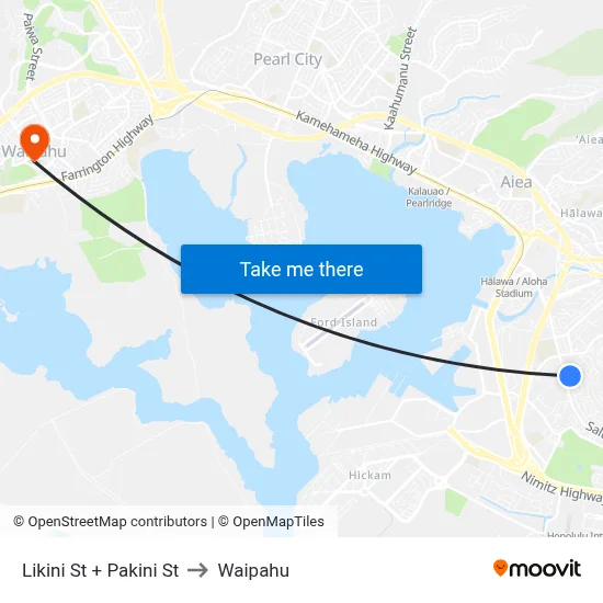 Likini St + Pakini St to Waipahu map