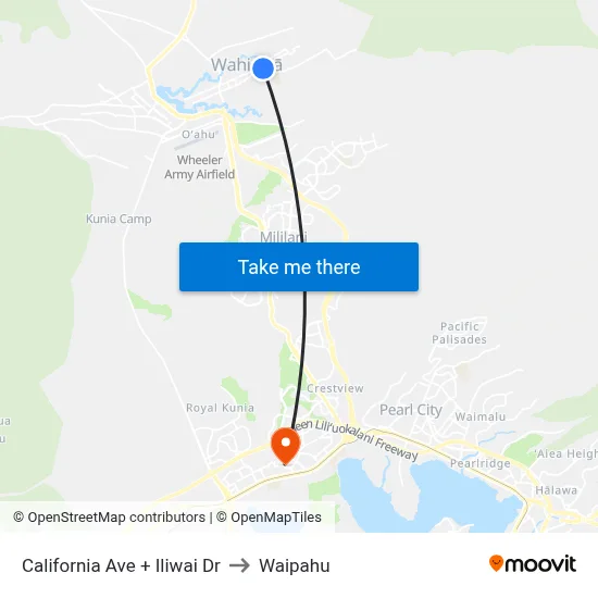 California Ave + Iliwai Dr to Waipahu map