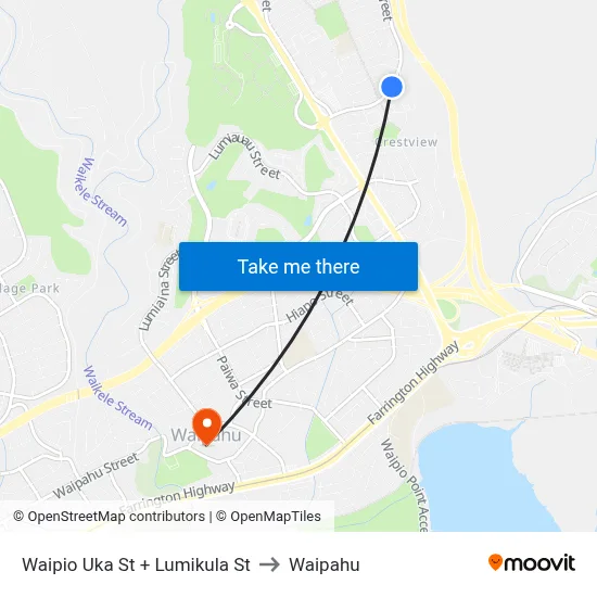 Waipio Uka St + Lumikula St to Waipahu map