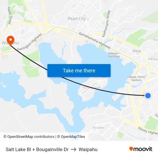 Salt Lake Bl + Bougainville Dr to Waipahu map