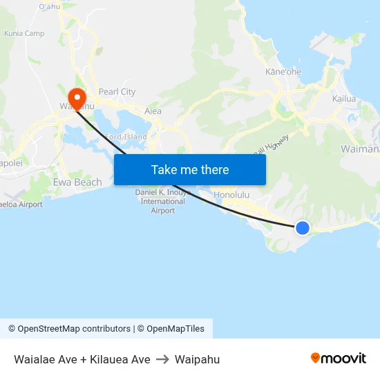 Waialae Ave + Kilauea Ave to Waipahu map