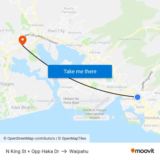 N King St + Opp Haka Dr to Waipahu map