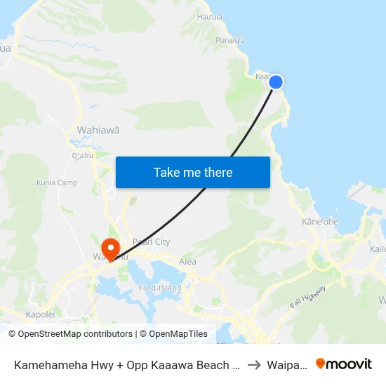 Kamehameha Hwy + Opp Kaaawa Beach Park to Waipahu map