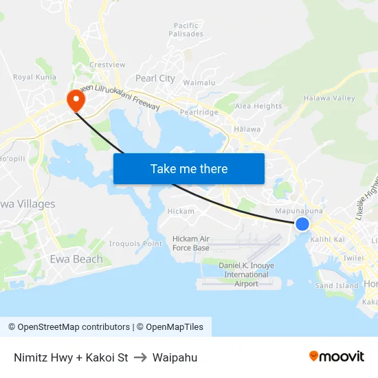 Nimitz Hwy + Kakoi St to Waipahu map