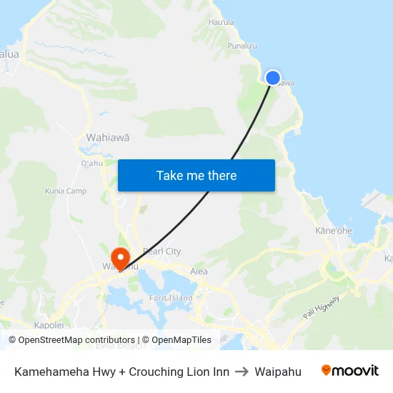 Kamehameha Hwy + Crouching Lion Inn to Waipahu map