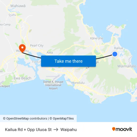 Kailua Rd + Opp Uluoa St to Waipahu map