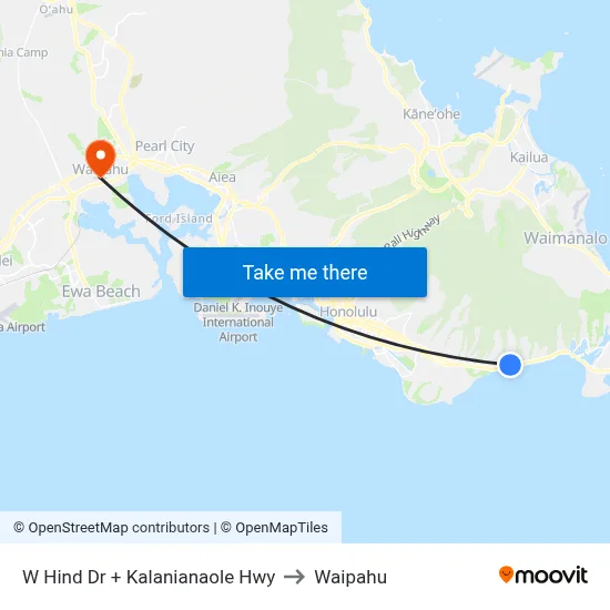W Hind Dr + Kalanianaole Hwy to Waipahu map