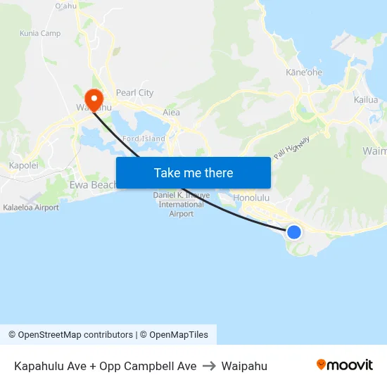 Kapahulu Ave + Opp Campbell Ave to Waipahu map
