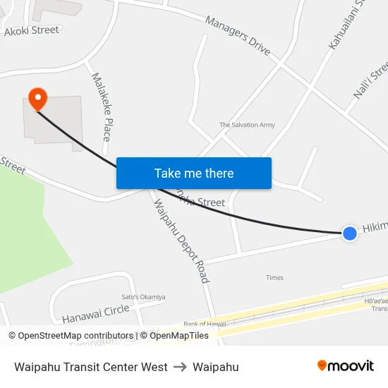 Waipahu Transit Center West to Waipahu map