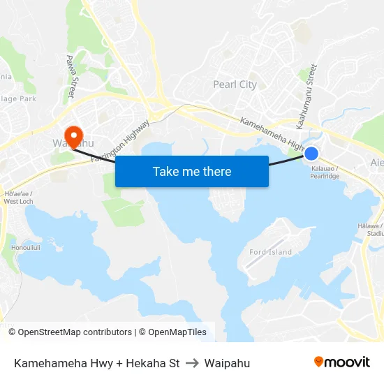 Kamehameha Hwy + Hekaha St to Waipahu map