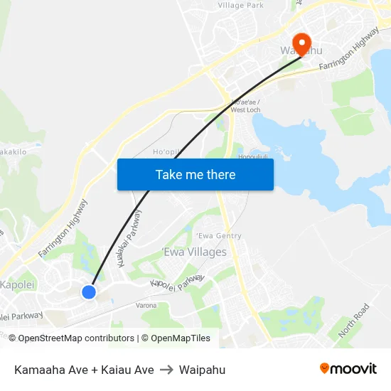 Kamaaha Ave + Kaiau Ave to Waipahu map