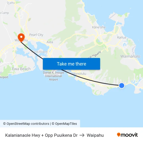 Kalanianaole Hwy + Opp Puuikena Dr to Waipahu map