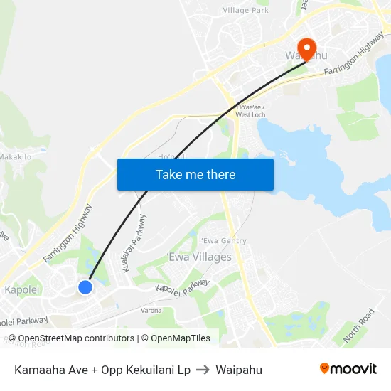Kamaaha Ave + Opp Kekuilani Lp to Waipahu map