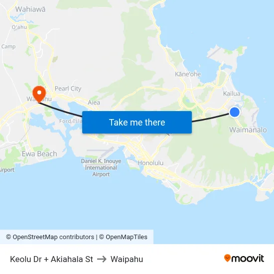 Keolu Dr + Akiahala St to Waipahu map