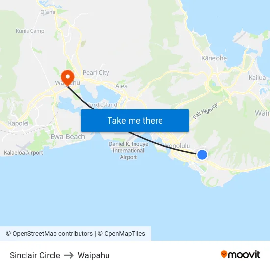 Sinclair Circle to Waipahu map