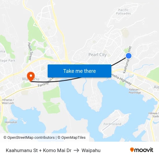 Kaahumanu St + Komo Mai Dr to Waipahu map