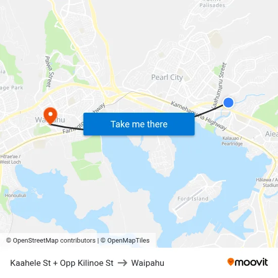 Kaahele St + Opp Kilinoe St to Waipahu map