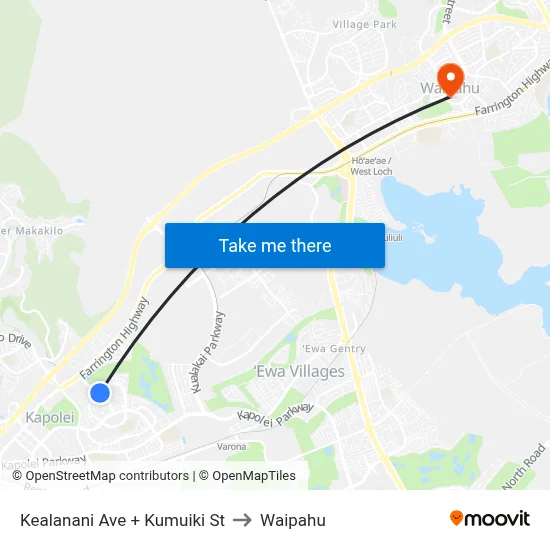 Kealanani Ave + Kumuiki St to Waipahu map