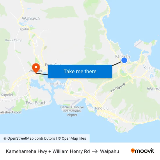 Kamehameha Hwy + William Henry Rd to Waipahu map