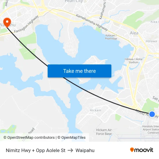 Nimitz Hwy + Opp Aolele St to Waipahu map