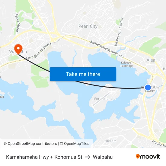 Kamehameha Hwy + Kohomua St to Waipahu map