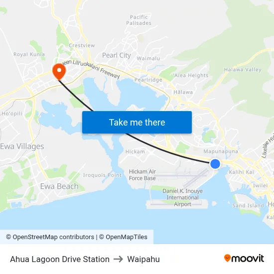 Ahua Lagoon Drive Station to Waipahu map