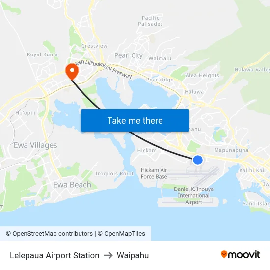 Lelepaua Airport Station to Waipahu map