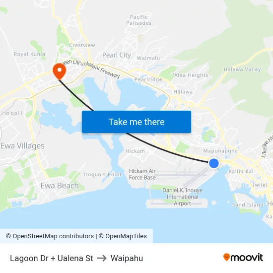 Lagoon Dr + Ualena St to Waipahu map