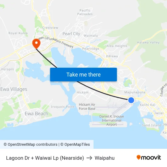 Lagoon Dr + Waiwai Lp (Nearside) to Waipahu map