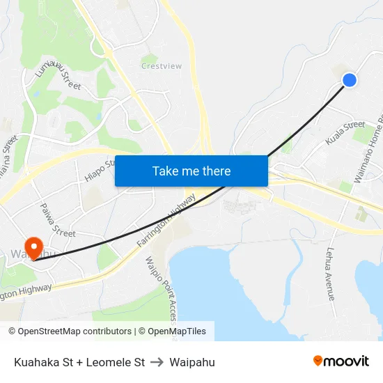 Kuahaka St + Leomele St to Waipahu map