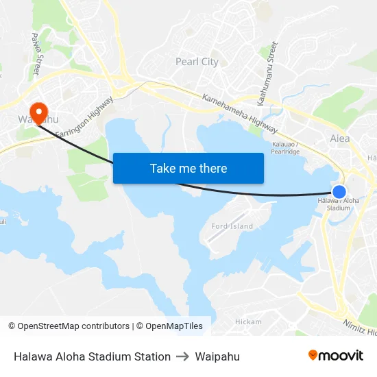Halawa Aloha Stadium Station to Waipahu map