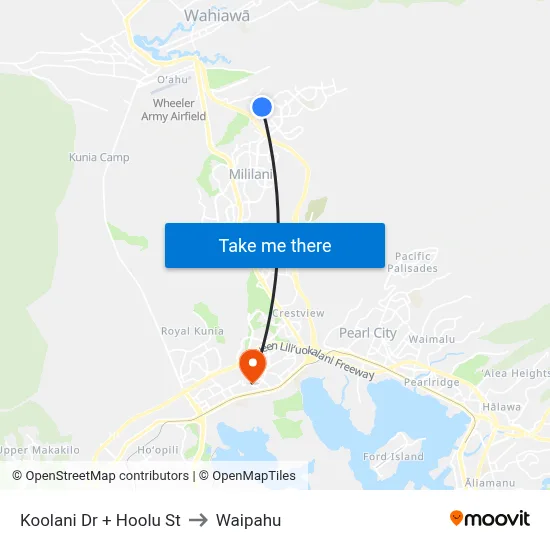 Koolani Dr + Hoolu St to Waipahu map