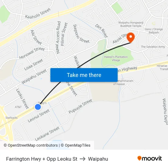 Farrington Hwy + Opp Leoku St to Waipahu map