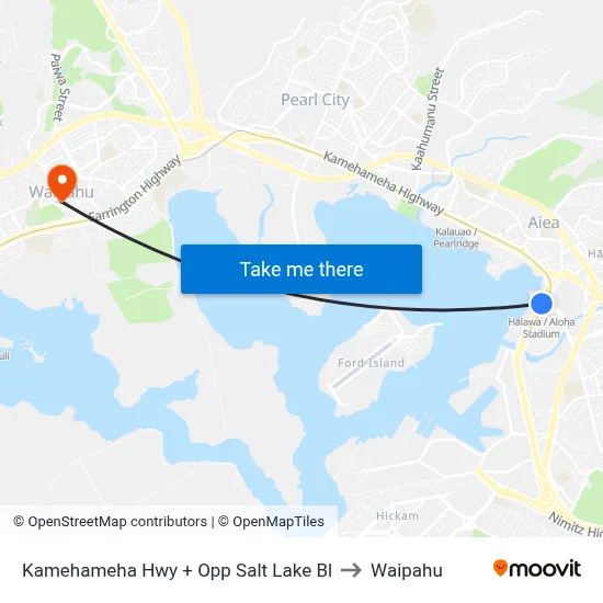 Kamehameha Hwy + Opp Salt Lake Bl to Waipahu map