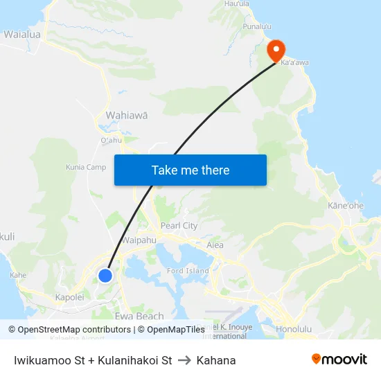 Iwikuamoo St + Kulanihakoi St to Kahana map