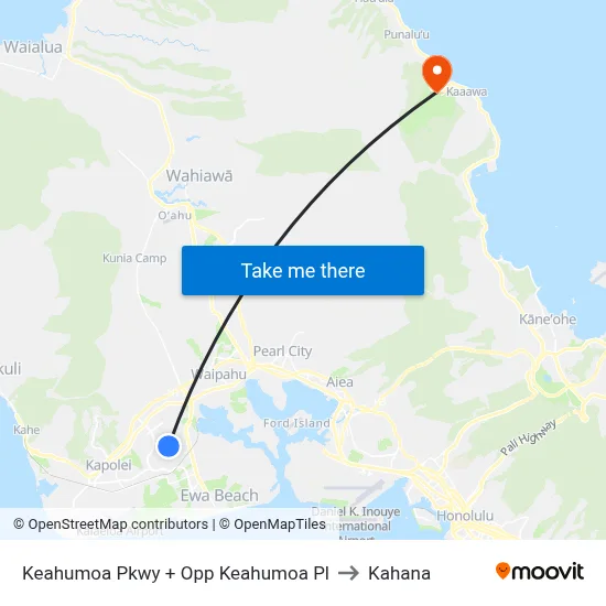 Keahumoa Pkwy + Opp Keahumoa Pl to Kahana map