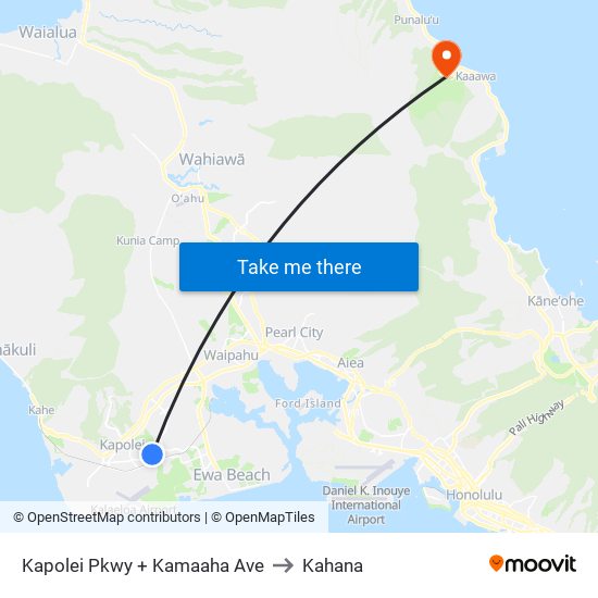 Kapolei Pkwy + Kamaaha Ave to Kahana map