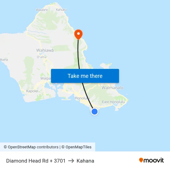 Diamond Head Rd + 3701 to Kahana map