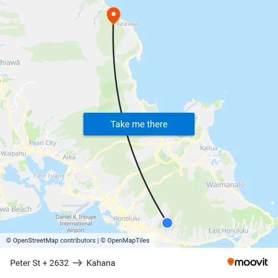Peter St + 2632 to Kahana map