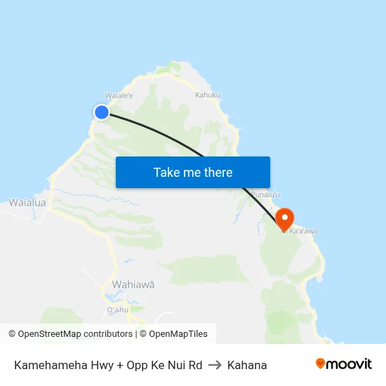 Kamehameha Hwy + Opp Ke Nui Rd to Kahana map