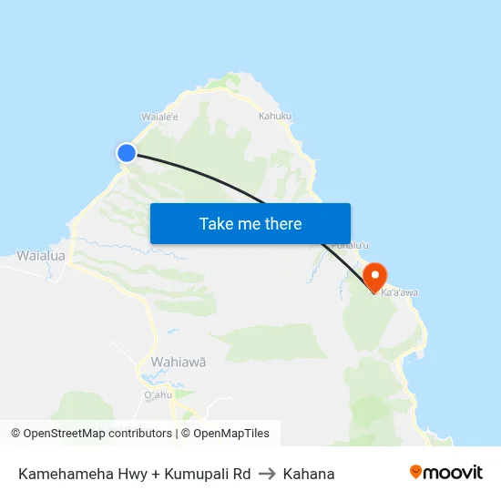 Kamehameha Hwy + Kumupali Rd to Kahana map