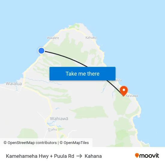 Kamehameha Hwy + Puula Rd to Kahana map