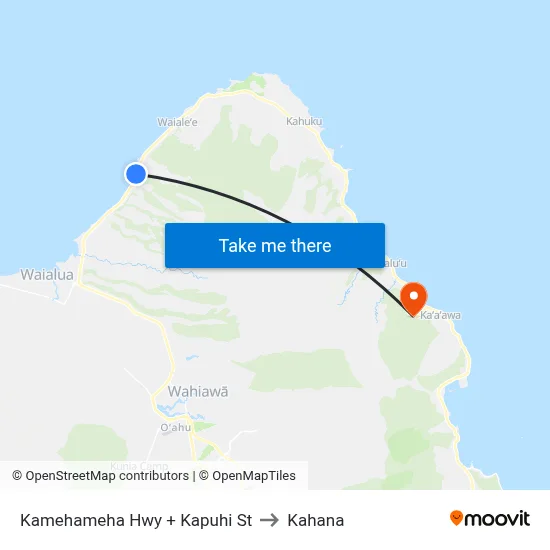 Kamehameha Hwy + Kapuhi St to Kahana map