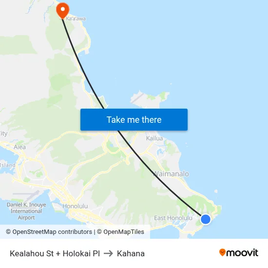 Kealahou St + Holokai Pl to Kahana map
