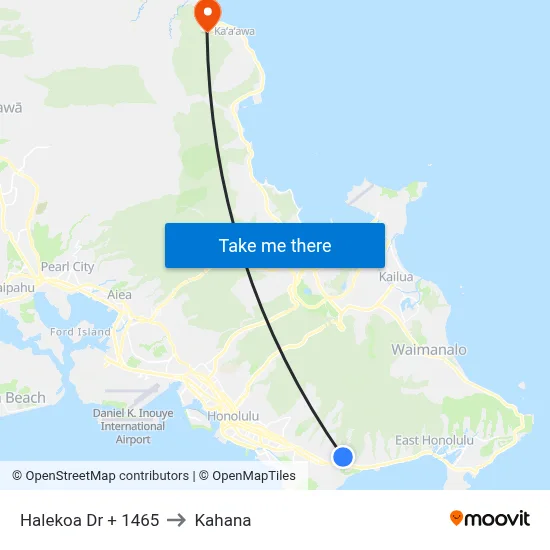Halekoa Dr + 1465 to Kahana map