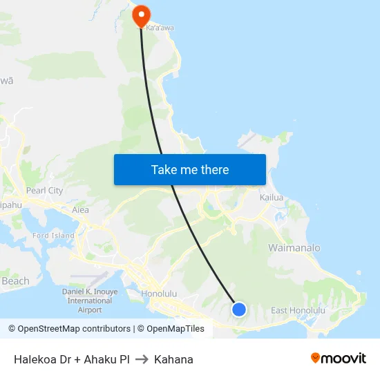 Halekoa Dr + Ahaku Pl to Kahana map