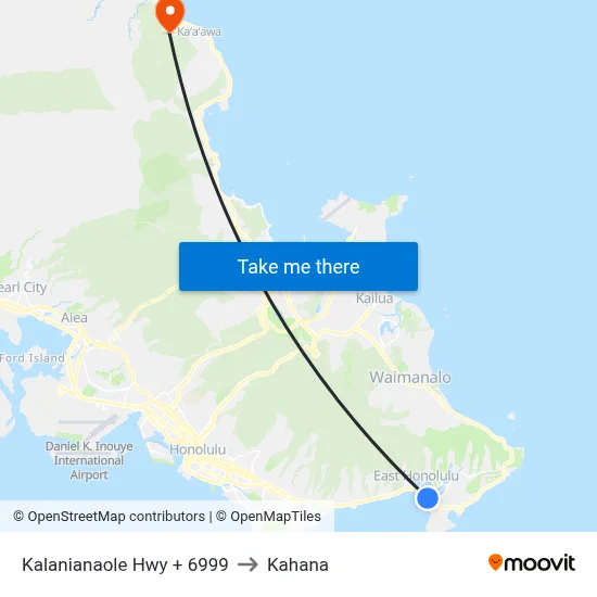 Kalanianaole Hwy + 6999 to Kahana map