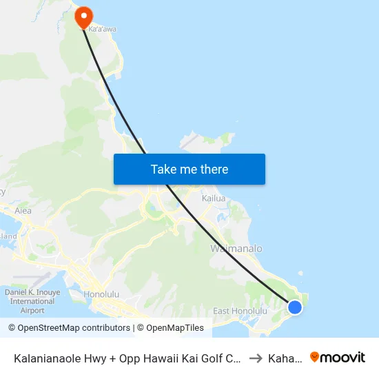 Kalanianaole Hwy + Opp Hawaii Kai Golf Course to Kahana map